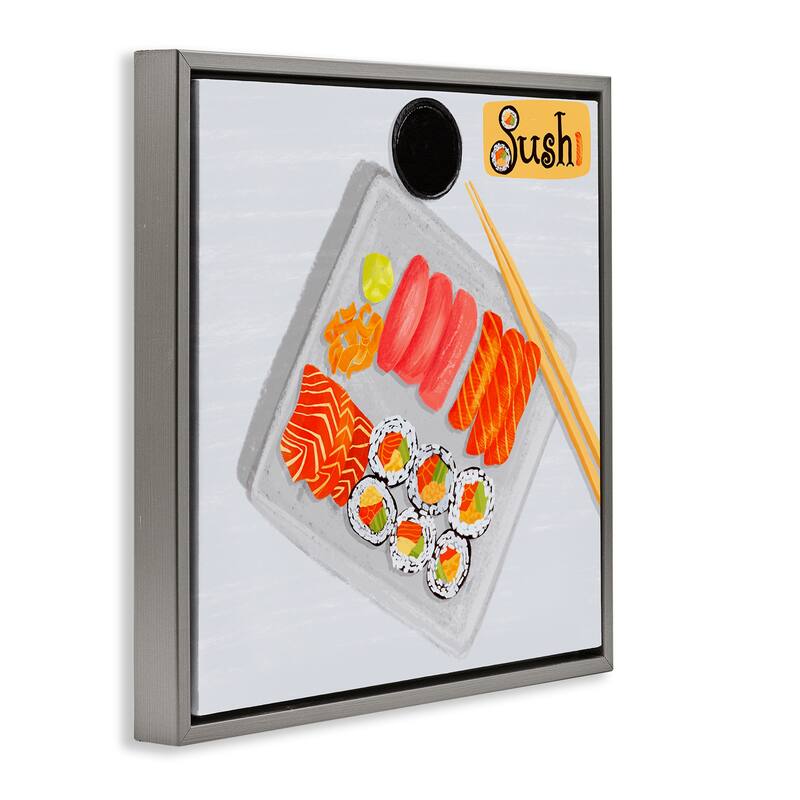 Stupell Delicious Sushi Plate Framed Floater Canvas Wall Art Design By Juliet Rose Philips