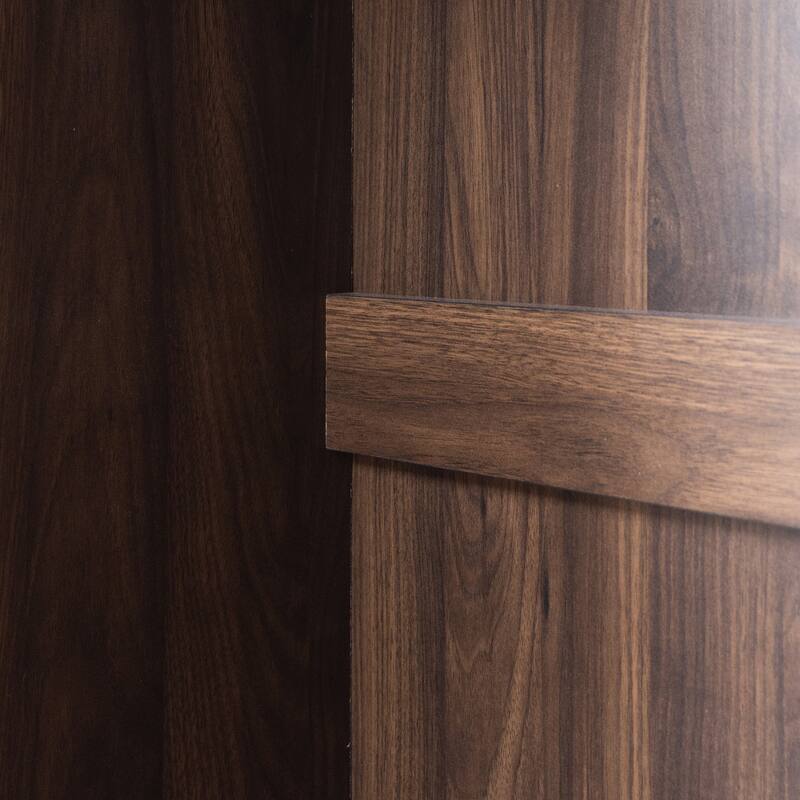 Wooden Open Wardrobe Storage Clothes Storage Cabinet with Dual Hanging Rods and Five Shelves Armoire for Bedroom