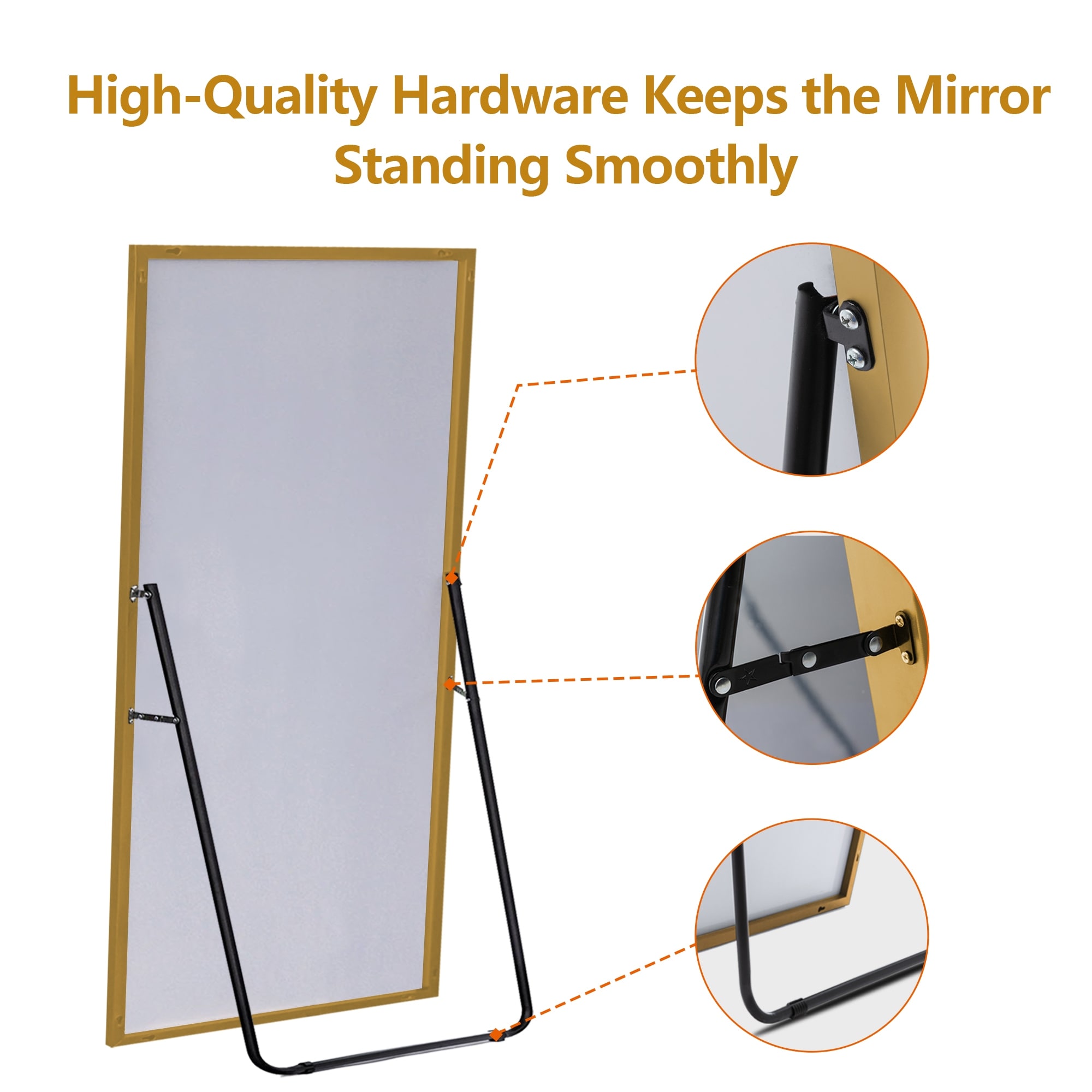 Leaning floor store mirror
