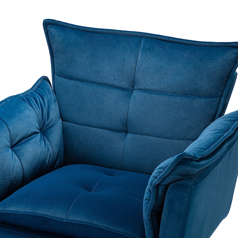 1ida Modern Velvet Tufted Padded Cushion Armchair with Golden Metal Legs by HULALA HOME