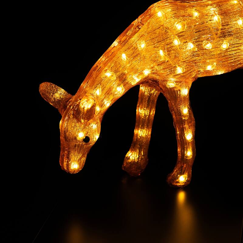LED Commercial Grade Acrylic Reindeer Christmas Decor 22" White Lights - Brown