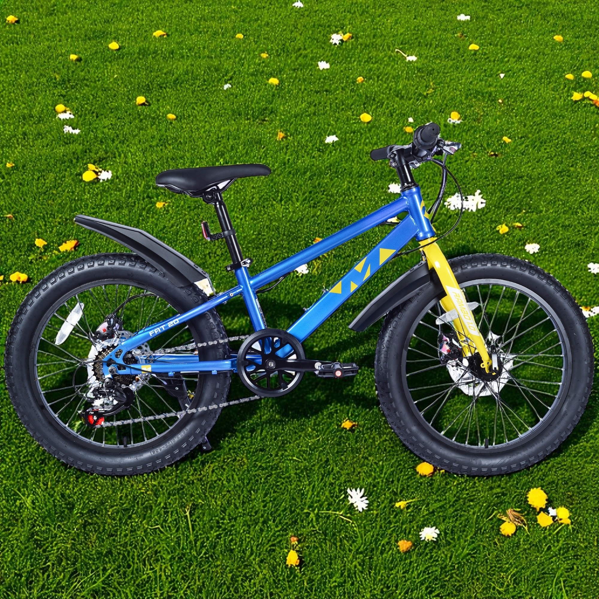 20 Inch Kids Fat Tire Mountain Bike, Boys & Girls 7-Speed Shimano