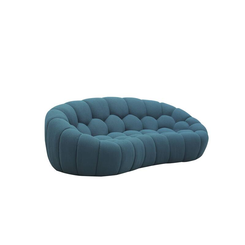 Divani Casa Yolonda Modern Curved Dark Teal Fabric Loveseat
