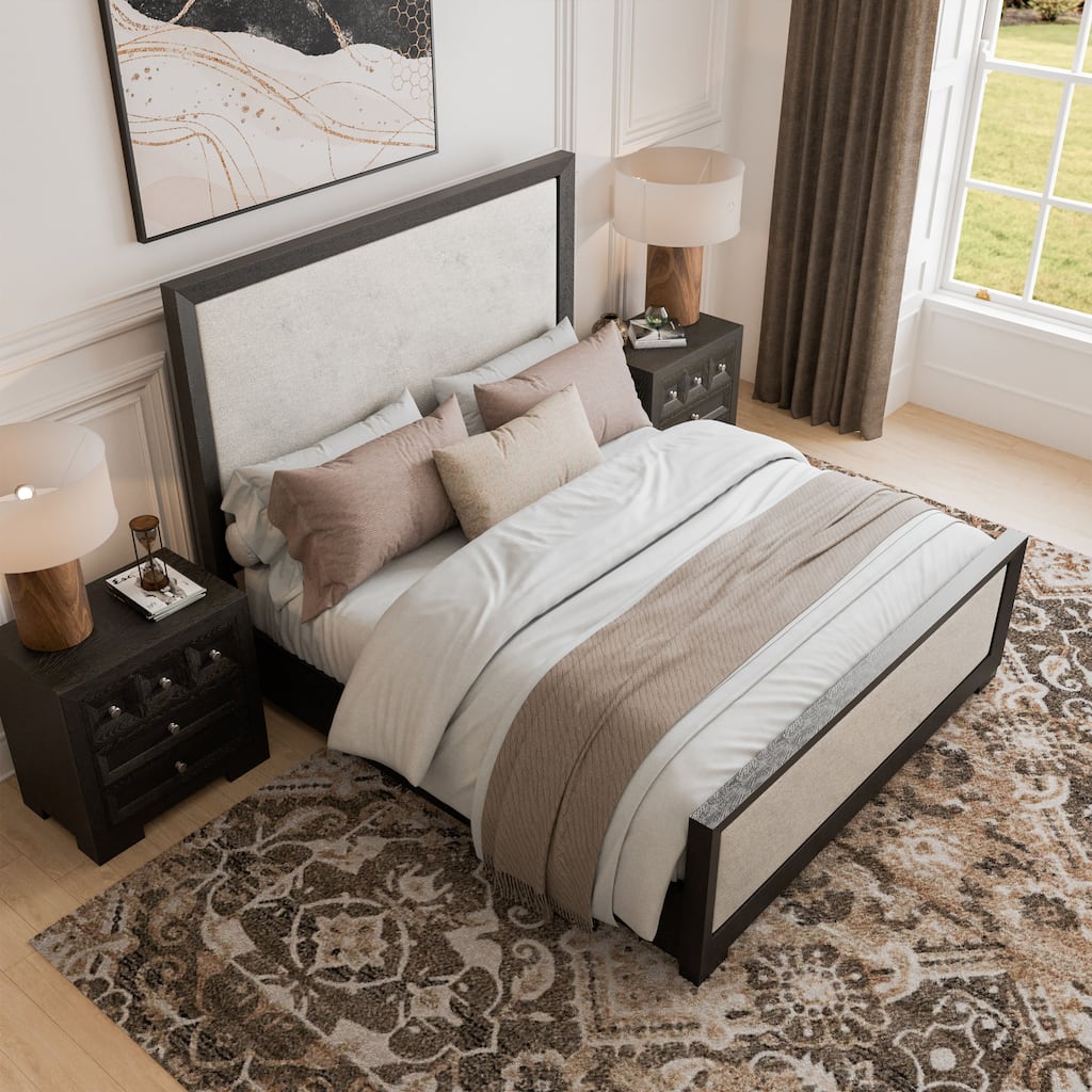 Furniture of America Durem II Modern Classic 3-Piece Solid Wood Panel Bedroom Set with 3-Drawer Nightstand
