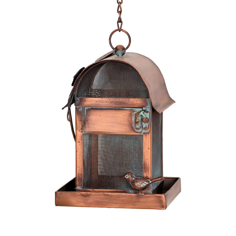 Hanging Iron Bird Feeder with Antique Copper Finish "Prairie"