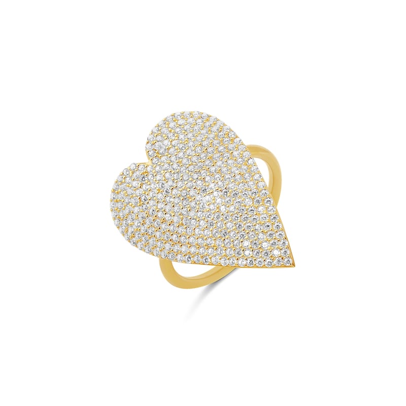 SHYMI Pave Statement Heart Ring - 7 - Gold