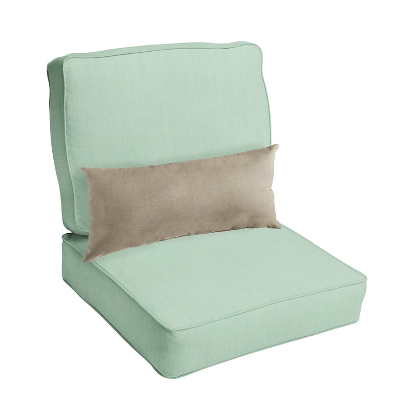 Sorra Home Oakley Sunbrella Solid Indoor/ Outdoor Corded Chair Cushion Set and Lumbar Pillow