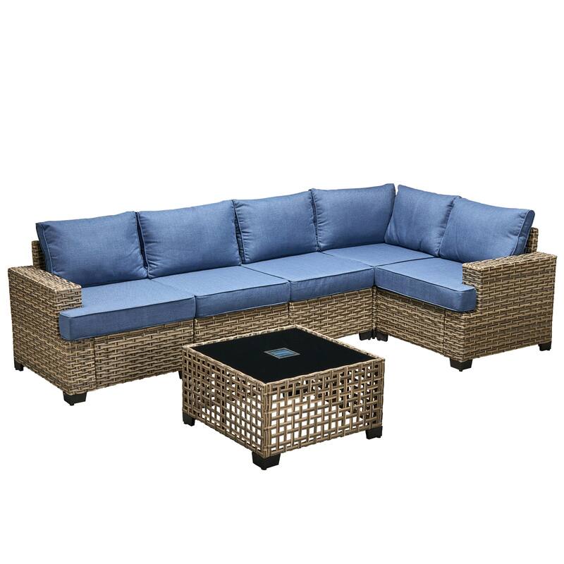 HOOOWOOO 6-piece Patio Furniture Conversation Set with Coffee Table