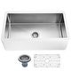 preview thumbnail 1 of 10, ANZZI Apollo Matte White Solid Surface Farmhouse 36 in. Single Bowl Kitchen Sink with Stainless Steel Interior