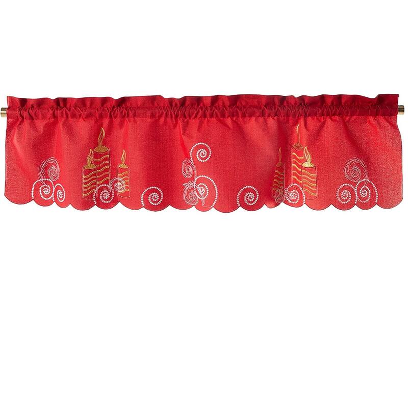 Violet Linen Glories Decorative Illuminated LED Christmas, 60" x 15", Straight, Rod Pocket Curtain Valance