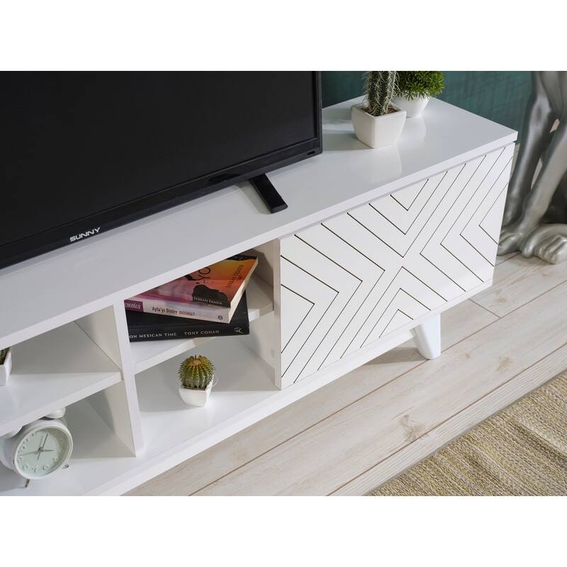 Modern 67 in. Wood TV Stand with 2 Storage Shelves and 2 Doors Fits TV's up to 70 in.