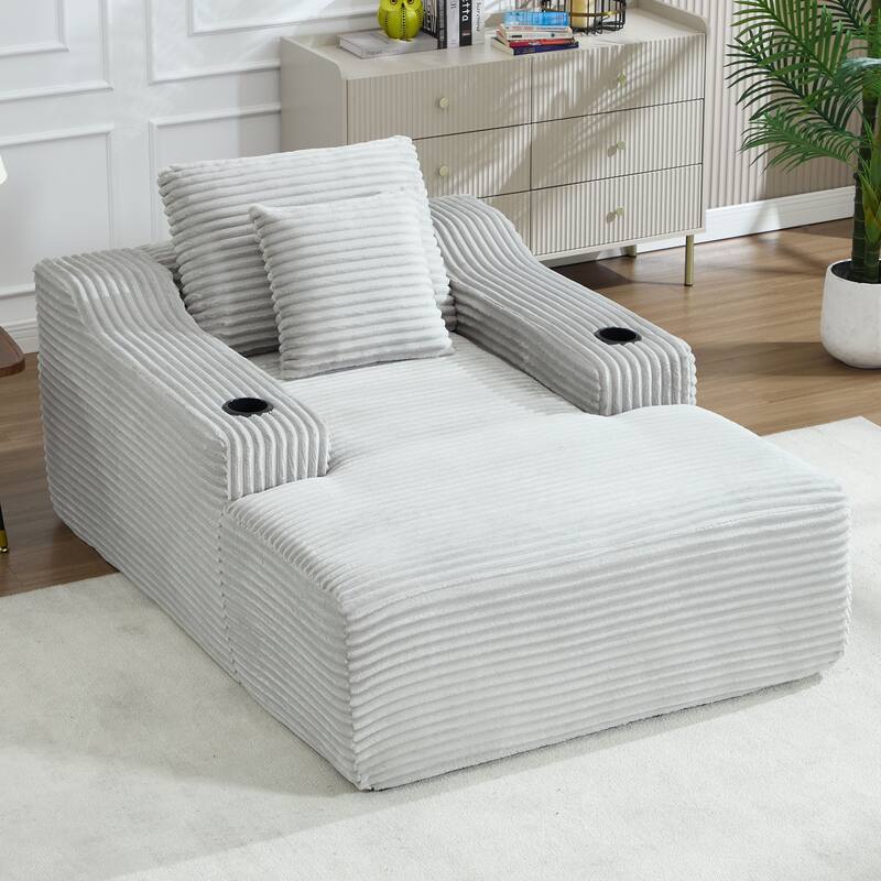 67" Chaise Lounge Chair 9.9'' Wide Armrest Indoor Corduroy Oversized Sleeper Sofa