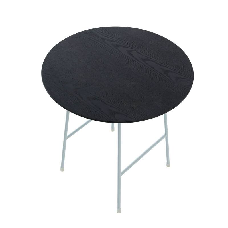 Rossmore Round Side Table MDF Wood Tabletop and White Stainless Steel Frame Accent End Tables