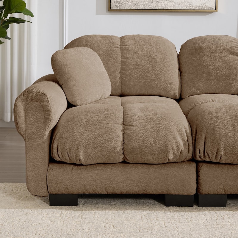 103.9" Modular Chenille Sectional Sofa with Pillows and Quilted Cushions