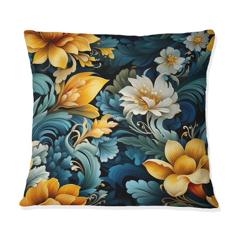 Designart "Multicolor Tropical Fusion Floral Pattern" Floral Printed Throw Pillow