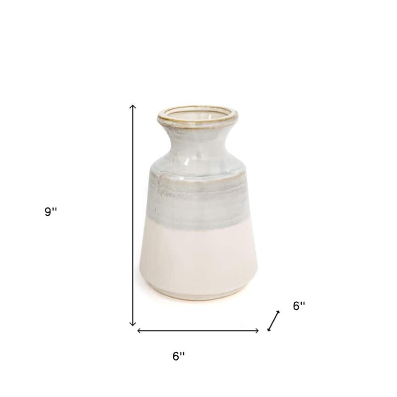 9" Blue And White Color Block Bud Ceramic Table Vase - 6