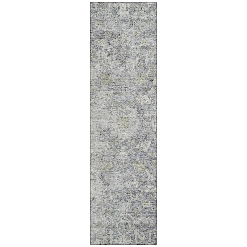 Machine Washable Indoor/ Outdoor Chantille Distressed Traditional Rug