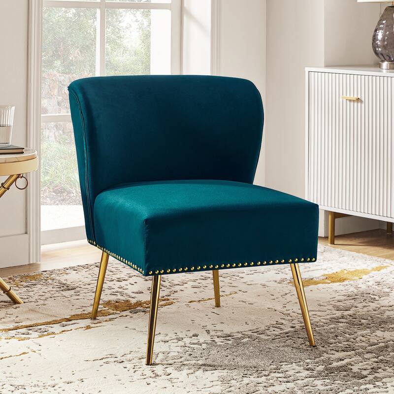 Celtia Modern Velvet Accent Side Chair with Nailhead Trim by HULALA HOME