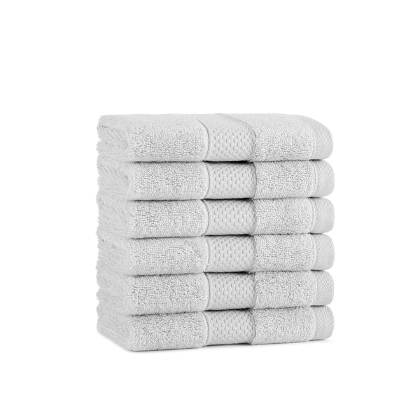 slide 2 of 5, Aston & Arden Egyptian Cotton Washcloths (Pack of 6), 13x13 in. Fog Grey