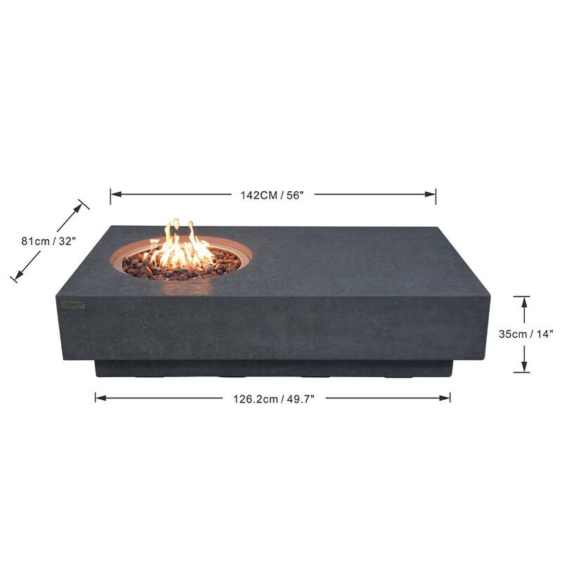Elementi Metropolis Dark Grey Outdoor Fire Pit Table - 56 Inches