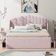preview thumbnail 13 of 14, Upholstered Platform Bed with 4 Drawers and 2 USB Pink - Queen