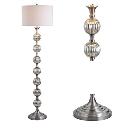 February 60.5" Glass/Metal LED Floor Lamp, Mercury Silver by JONATHAN Y - 60.5" H x 16" W x 16" D