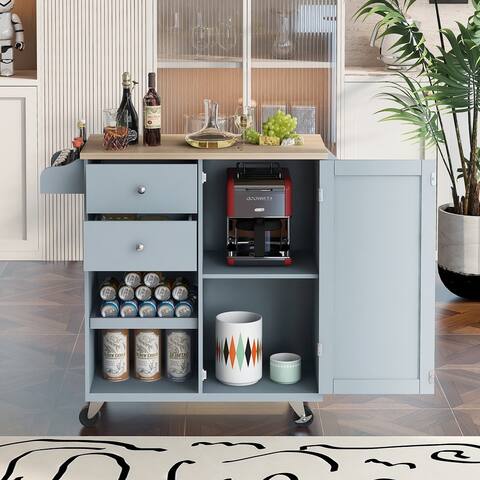 Kitchen Cart with Spice Rack,Towel Rack and Drawers