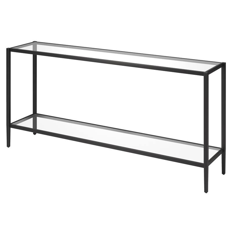 Hera 64'' Wide Rectangular Console Table with Glass Shelf - 64" Wide