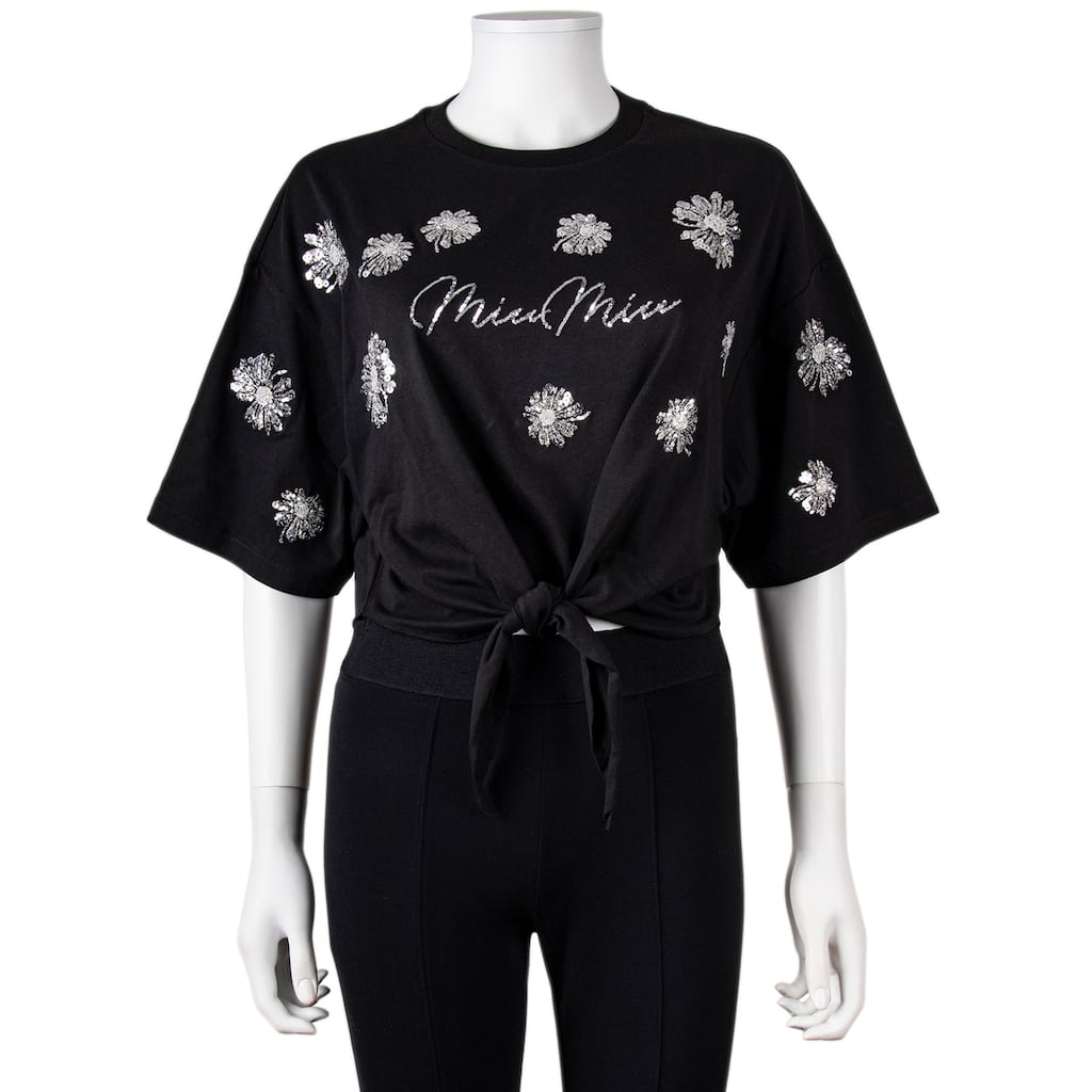 Miu Miu Sequined Floral T-Shirt