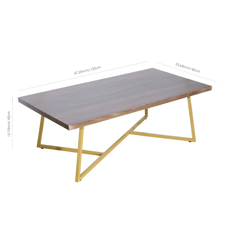 Mid-century modern style Angled sled base Rectangular shape Wood Top Coffee Table - 47.25*23.63*15.75 inches