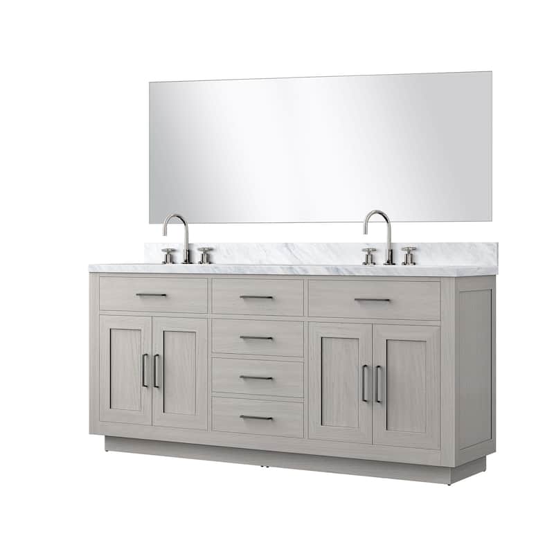 Abbey Bath Vanity with Carrara Marble Top, Sink, Mirror and Faucet