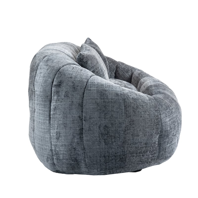 Gray Modern 59.05" Chenille High Back Loveseat Upholstered Chaise Lounge Chair with Pillows