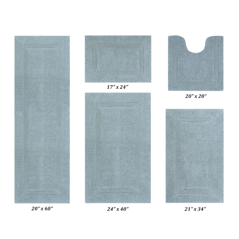 Better Trends Bath Rugs 100% Cotton Reversible Highly Water Absorbent Bathroom Rug for Shower, Sink, Bath Mats - Lux Collection