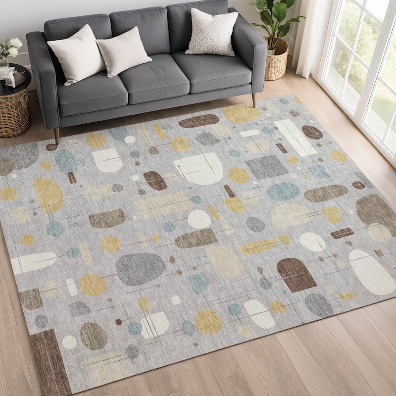 Machine Washable Indoor/ Outdoor Contemporary Fun Chantille Rug