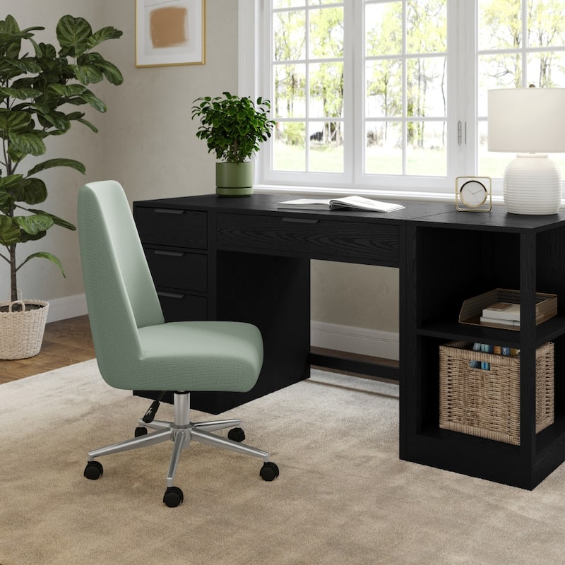Martha Stewart Upholstered Height Adjustable Swivel Home Office Chair
