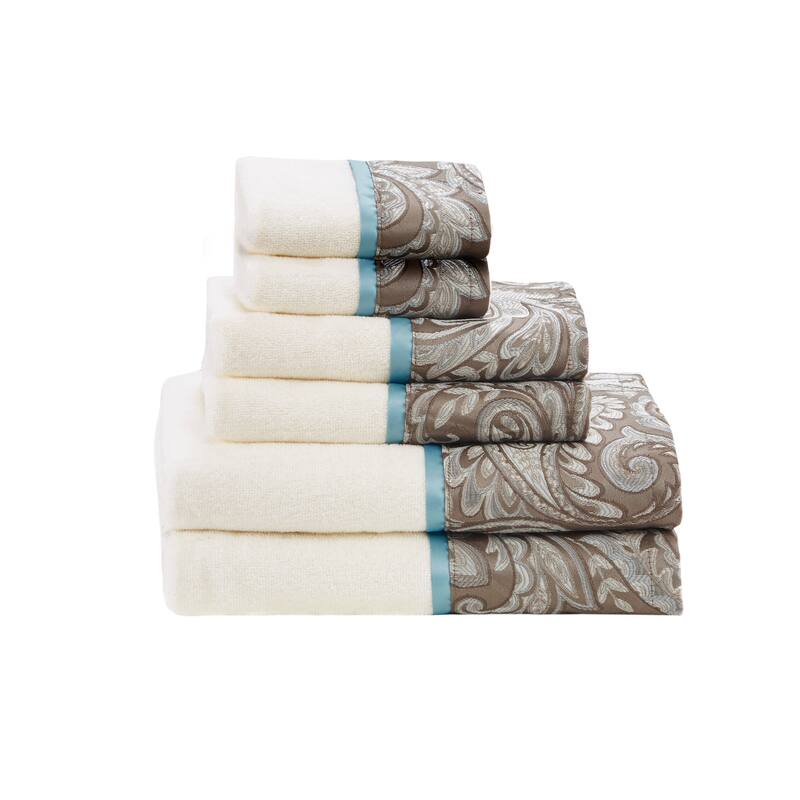 6-Piece Cotton Jacquard Towel Set - N/A