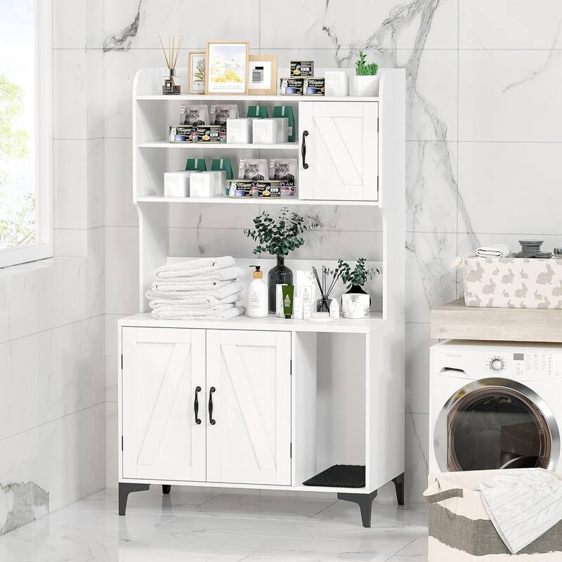 Cat Litter Box Furniture - Enclosed Litter Box with Ample Storage