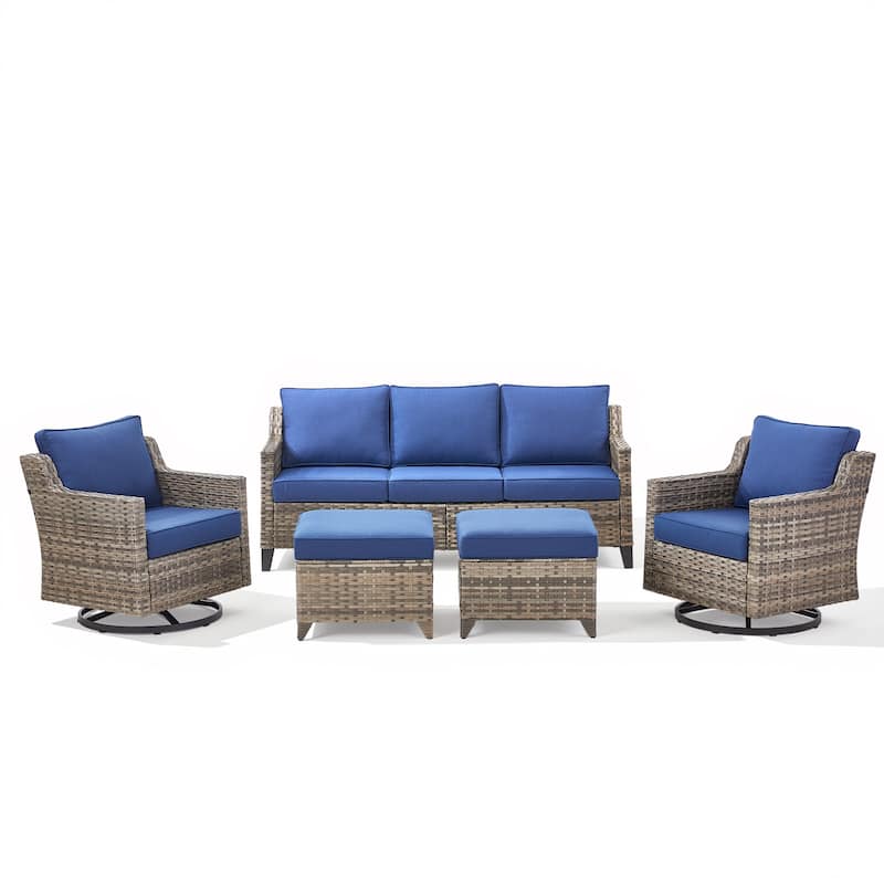 Pocassy Outdoor All-Weather Outdoor Sofa, Swivel Chair, Ottoman Sets