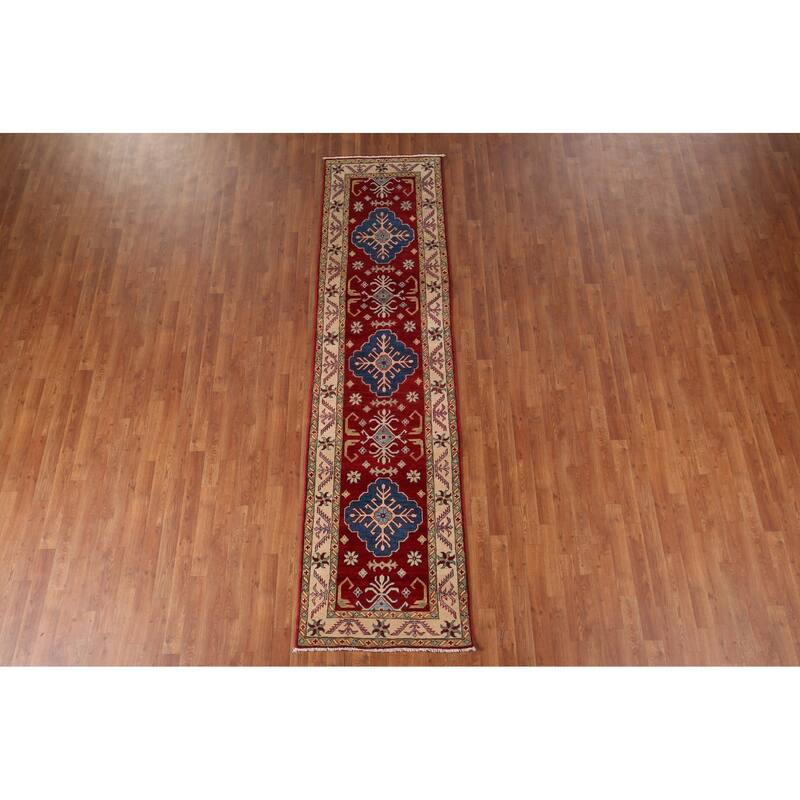 Kazak Oriental Runner Rug Handmade Wool Carpet - 2'8" x 10'0"