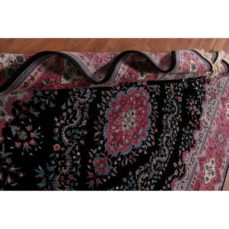 Black & Pink Tabriz Chinese Rug Hand-Knotted Wool Carpet - 6'0"x 9'0"