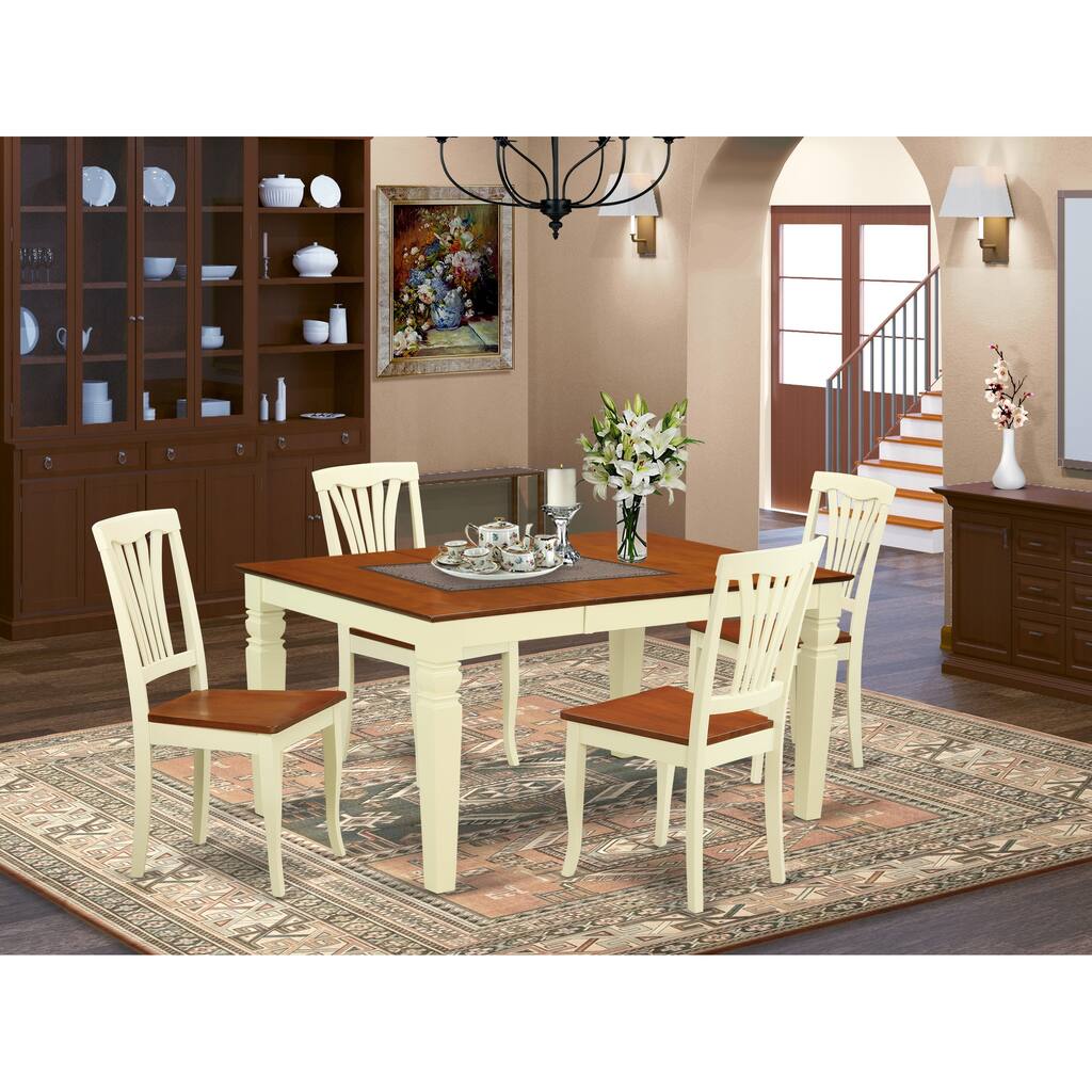 East West Furniture Kitchen Table Set- a Dining Table and Dining Chairs, Buttermilk & Cherry(Pieces Options)