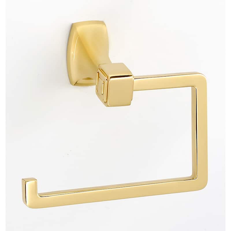 Alno Cube Modern 5.5"W Hook Style Slide On Toilet Paper Holder - Made - Unlacquered Brass