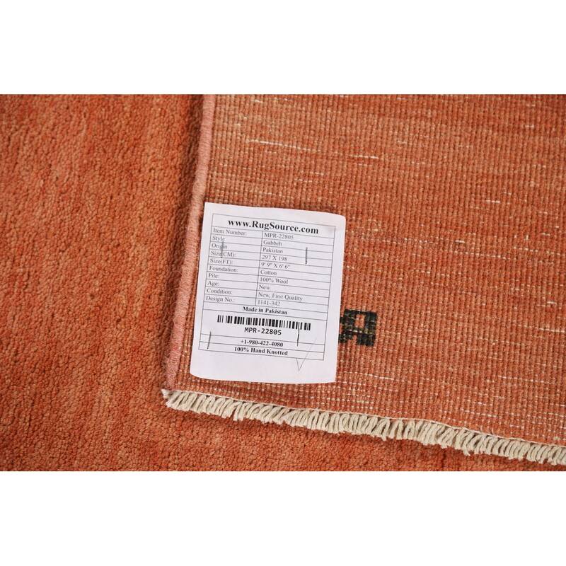 Orange Modern Gabbeh Oriental Area Rug Handmade Wool Carpet - 6'6" x 9'9"