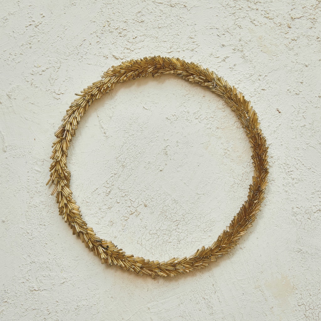 Round Wire and Glass Bead Wreath