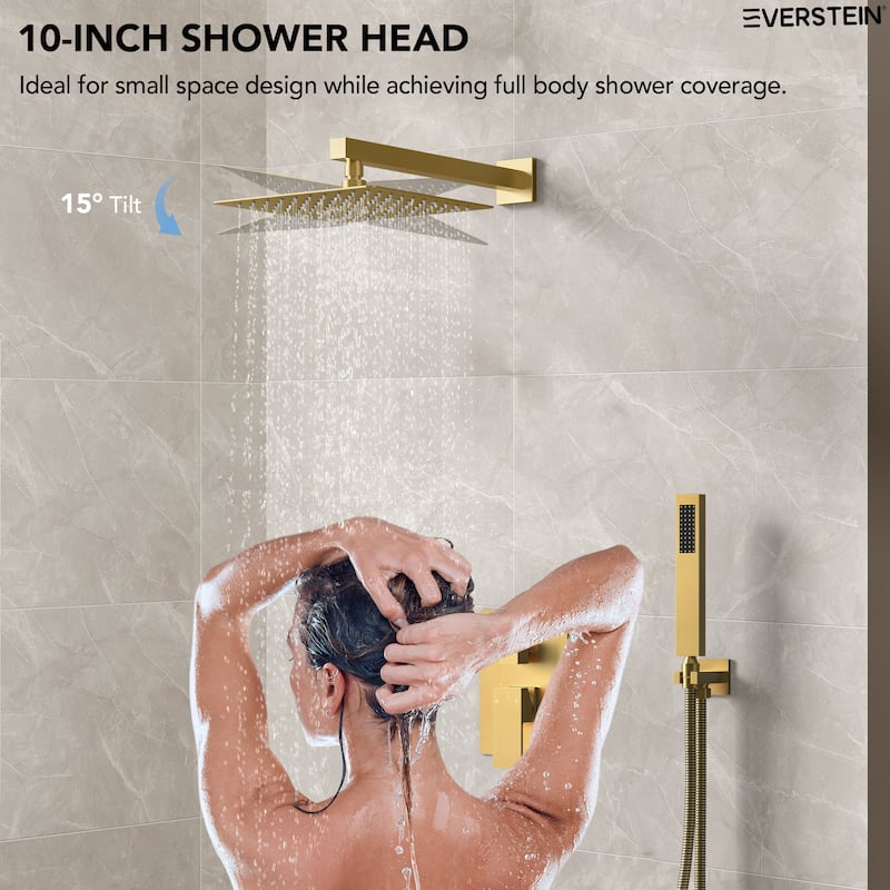 10" Rain Shower Head High Pressure Wall Mount Shower System, Bathroom Shower Faucet Set with Handheld Spray