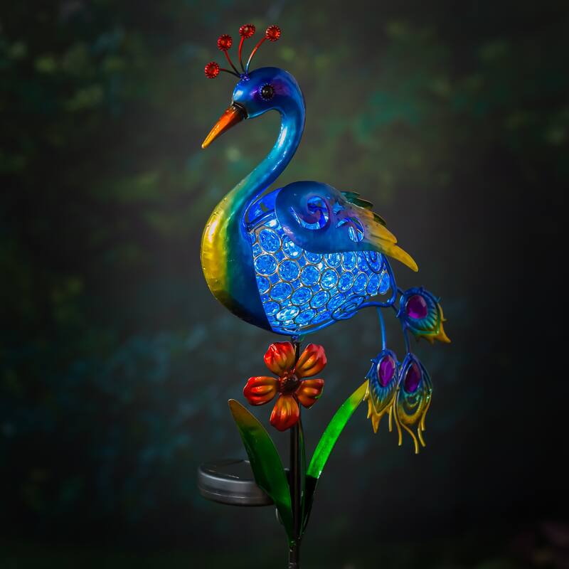 36"H Solar Garden Stake, Peacock