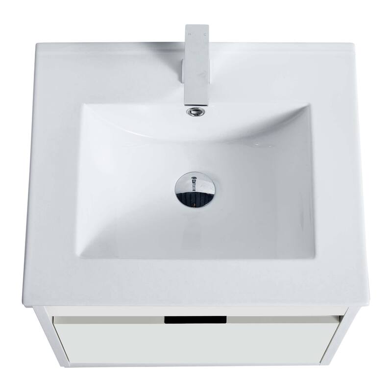 Fine Fixtures - Wall Mount Bathroom Vanity And Sink, Knob Free Design - Alpine Collection -