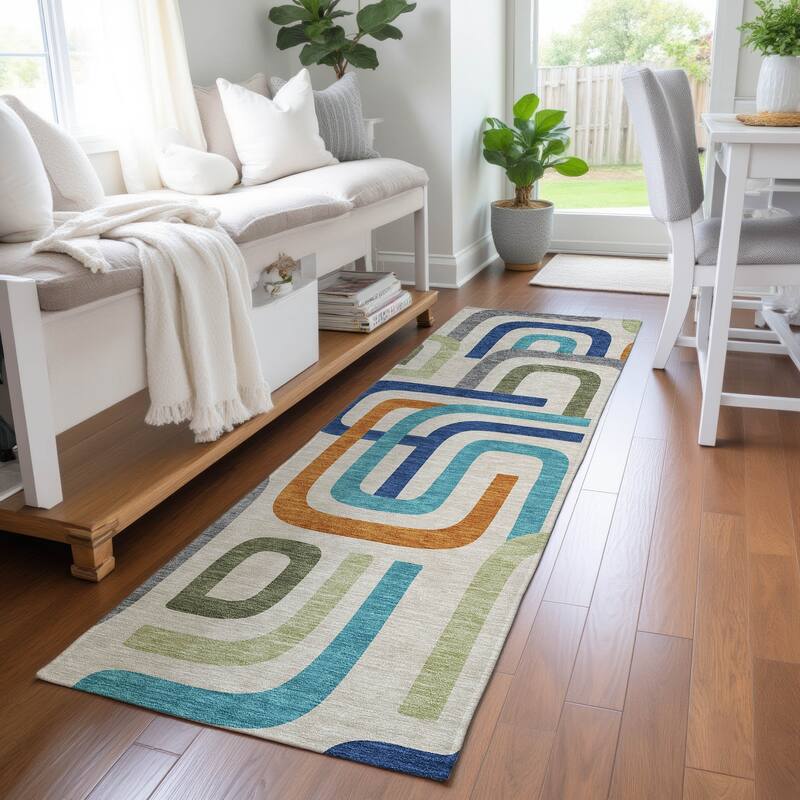 Machine Washable Indoor/ Outdoor Modern Penner Chantille Rug