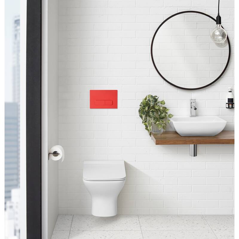 Wall Mount Dual Flush Actuator Plate with Rectangle Push Buttons - Matte Red