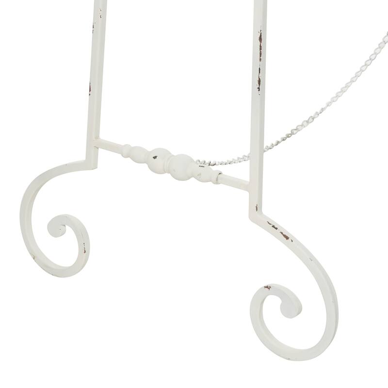 White Metal Large Adjustable 3 Tier Scroll Display Easel with Chain Support